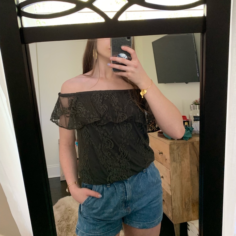 Lace off shoulder top from AE